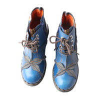 Leafy Lace Lovelies - Leaf Pattern Washed Leather Brogue Ankle Boots For Women